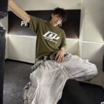 P75 《𝙉𝙚𝙬⚜️off》 2026春夏新款短袖T恤 32支275克双纱棉、做旧洗水炒雪花印花 颜色：咖绿色 紫色 灰色 黑色 码数：S M L XL XXL