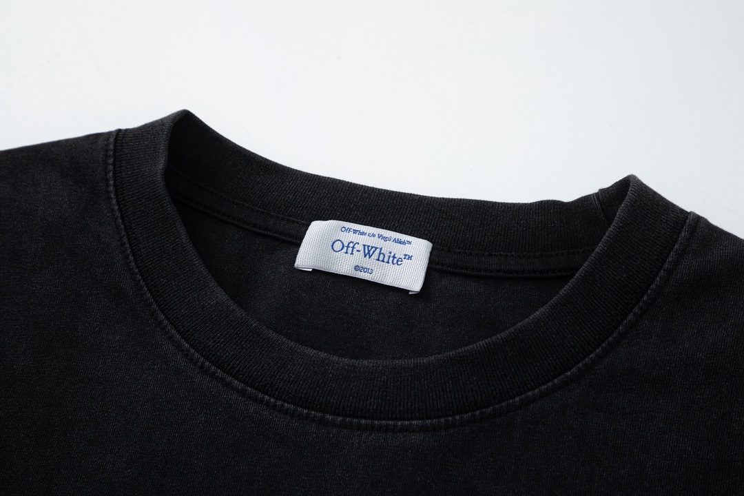 P75 off white 25新款油画人像洗水款短袖T恤 颜色：黑色 尺码：S M L XL