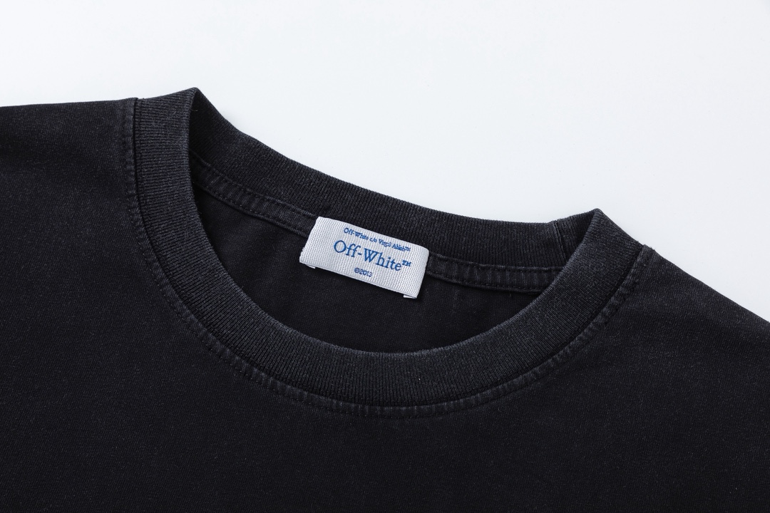 P75 off white 25新款油画人像洗水款短袖T恤 颜色：黑色 尺码：S M L XL