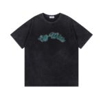 P75 off white 25新款油画老人像洗水款短袖T恤 颜色：黑色 尺码：S M L XL