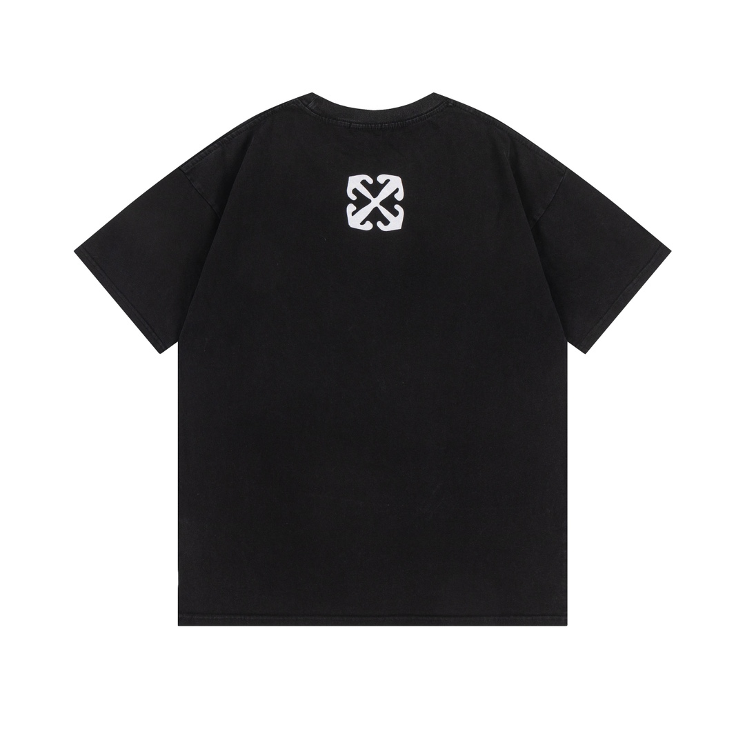 P75 off white新款宽松版短袖T恤 尺码：S M L XL 颜色：白色 洗水黑色