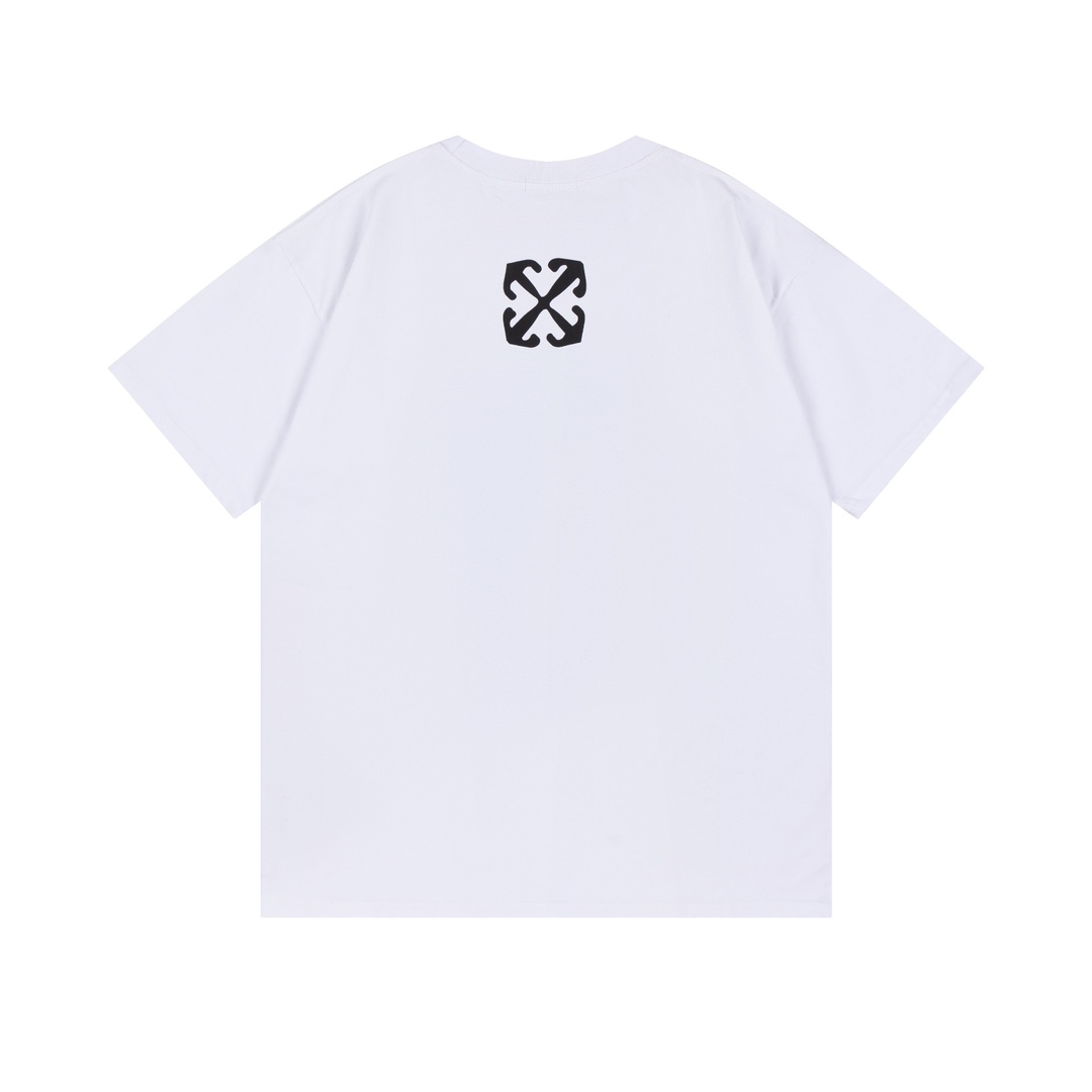 P75 off white新款宽松版短袖T恤 尺码：S M L XL 颜色：白色 洗水黑色