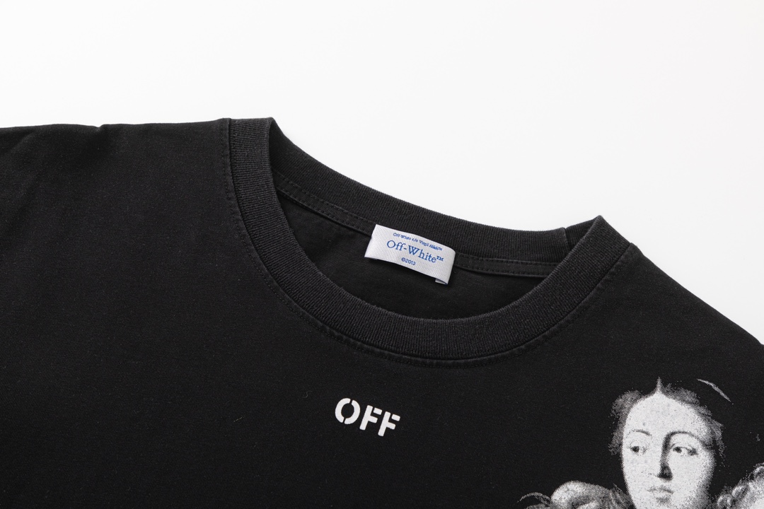 P75 off white新款宽松版短袖T恤 尺码：S M L XL 颜色：白色 洗水黑色