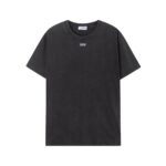P75 off white 24n新款黑白油画老人像洗水款短袖T恤 颜色：黑色 尺码：M L XL