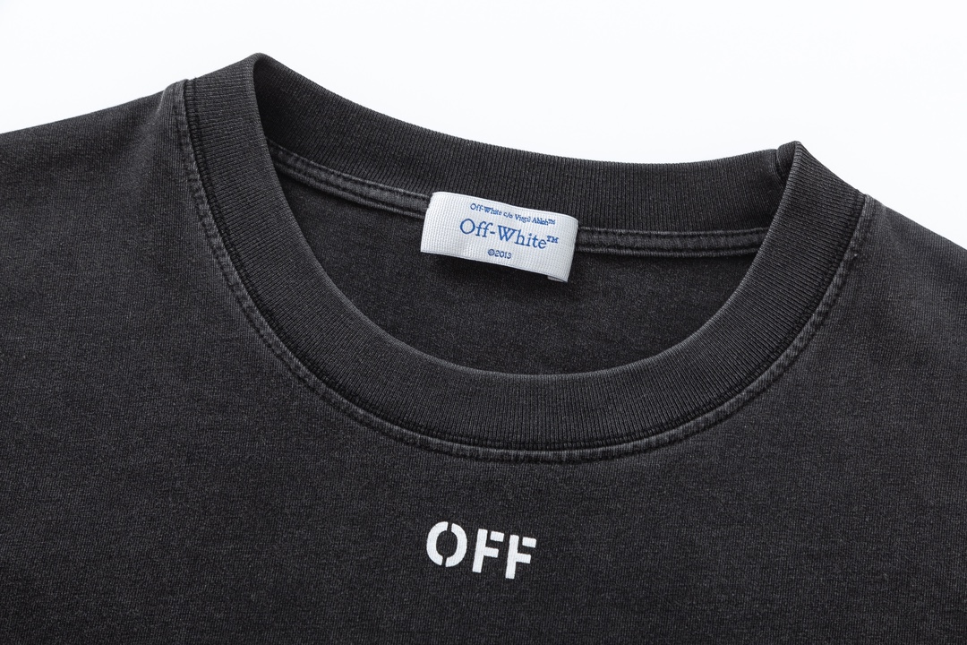 P75 off white 24n新款彩色人像油画洗水款短袖T恤 颜色：黑色 尺码：M L XL