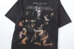 P75 off white 24n新款彩色人像油画洗水款短袖T恤 颜色：黑色 尺码：M L XL