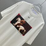 P75 （严控品质 ） 款式：off-white短袖T恤 面料：300克重双纱100%棉 罗纹：320克重索络纳1*1潮牌 工艺：洗水磨破印花 颜色：白 卡其 花灰 黑 尺码：M—4XL 无性别区分 男女同款