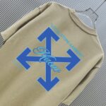 P75 （严控品质 ） 款式：off-white短袖T恤 面料：300克重双纱100%棉 罗纹：320克重索络纳1*1潮牌 工艺：洗水磨破印花 颜色：白 卡其 花灰 黑 尺码：M—4XL 无性别区分 男女同款