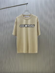 P75 （严控品质 ） 款式：off-white短袖T恤 面料：300克重双纱100%棉 罗纹：320克重索络纳1*1潮牌 工艺：洗水磨破印花 颜色：白 卡其 灰 黑 尺码：M—4XL 无性别区分 男女同款
