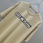 P75 （严控品质 ） 款式：off-white短袖T恤 面料：300克重双纱100%棉 罗纹：320克重索络纳1*1潮牌 工艺：洗水磨破印花 颜色：白 卡其 灰 黑 尺码：M—4XL 无性别区分 男女同款
