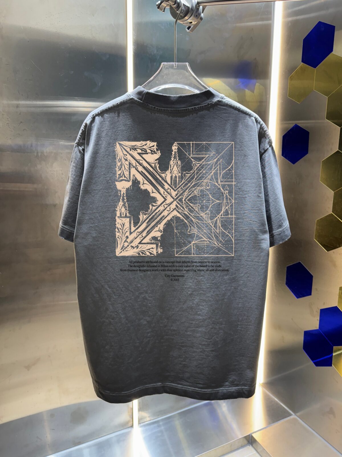 P80 OFF-white/2026春夏新款 洗水磨破320克圆领短袖tee 男女同款宽松版 吊牌 领标 洗水唛 三标齐全 颜色 :洗水黑 洗水白 洗水灰 洗水绿 洗水红 尺码 :S M L XL XXL ​ ​