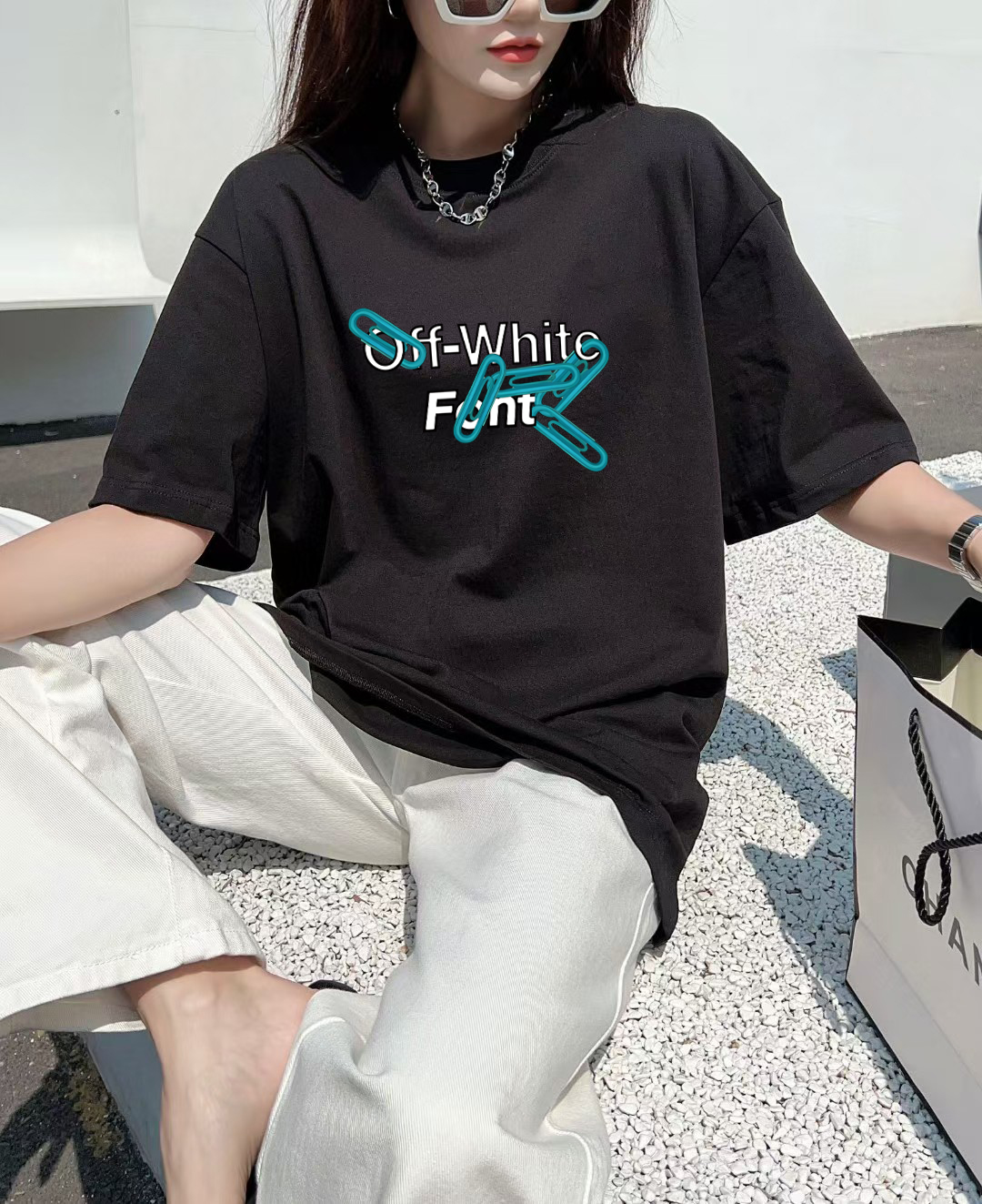 P70 [OFF-Whte off] 2026FW短袖T恤 字母LOGO印花 高端26s双纱300克面料 重磅面料 定制拉架罗纹同缸同染 三标齐全 男女同款 颜色：黑色 白色 蓝色 尺码：S M L XL 2XL