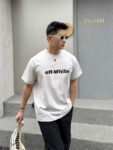 P70 [OFF-Whte off] 2026FW短袖T恤 字母LOGO印花 高端26s双纱300克面料 重磅面料 定制拉架罗纹同缸同染 三标齐全 男女同款 颜色：黑色 白色 灰色 尺码：S M L XL 2XL