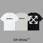 P70 [OFF-Whte off] 2026FW短袖T恤 字母LOGO印花 高端26s双纱300克面料 重磅面料 定制拉架罗纹同缸同染 三标齐全 男女同款 颜色：黑色 白色 灰色 尺码：S M L XL 2XL