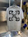 P80 OFF-white/2026春夏新款 洗水磨破320克圆领短袖tee 男女同款宽松版 吊牌 领标 洗水唛 三标齐全 颜色 :洗水黑 洗水白 洗水灰 褐色 尺码 :S M L XL XXL ​