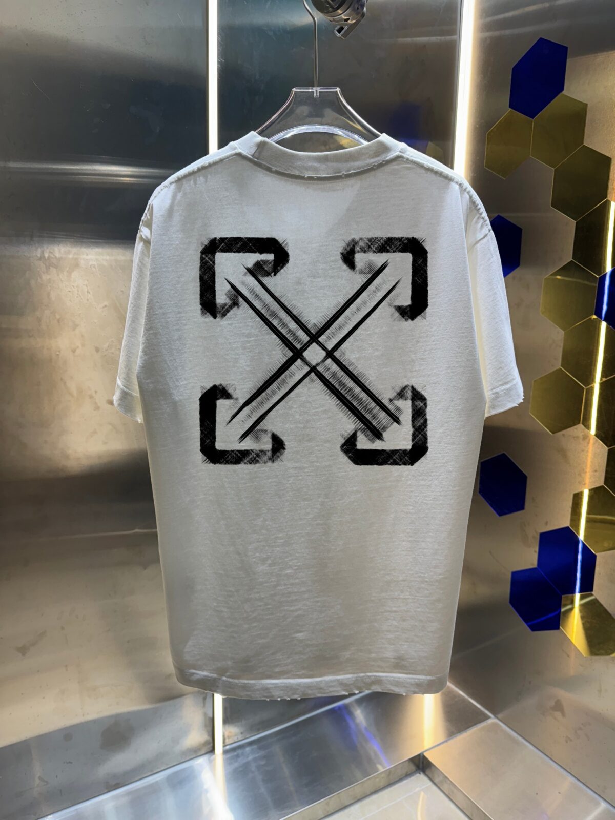 P80 OFF-white/2026春夏新款 洗水磨破320克圆领短袖tee 男女同款宽松版 吊牌 领标 洗水唛 三标齐全 颜色 :洗水黑 洗水白 洗水灰 褐色 尺码 :S M L XL XXL ​