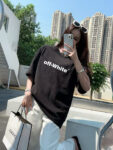 P70 [OFF-Whte off] 2026FW短袖T恤 厚板字母LOGO印花 高端26s双纱300克面料 重磅面料 定制拉架罗纹同缸同染 三标齐全 男女同款 颜色：黑色 白色 灰色 尺码：S M L XL 2XL