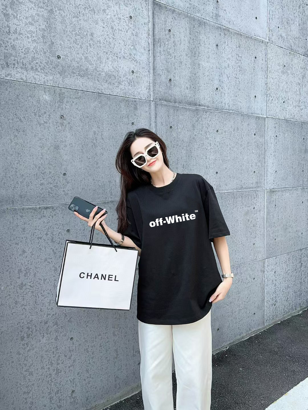 P70 [OFF-Whte off] 2026FW短袖T恤 厚板字母LOGO印花 高端26s双纱300克面料 重磅面料 定制拉架罗纹同缸同染 三标齐全 男女同款 颜色：黑色 白色 灰色 尺码：S M L XL 2XL
