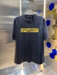 P80 OFF-white/2026春夏新款 洗水磨破320克圆领短袖tee 男女同款宽松版 吊牌 领标 洗水唛 三标齐全 颜色 :洗水黑 洗水白 洗水灰 褐色 尺码 :S M L XL XXL ​