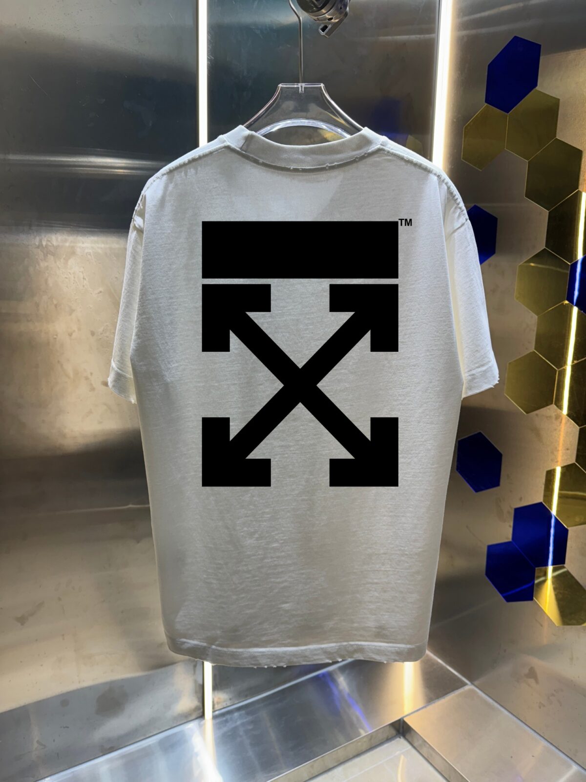 P80 OFF-white/2026春夏新款 洗水磨破320克圆领短袖tee 男女同款宽松版 吊牌 领标 洗水唛 三标齐全 颜色 :洗水黑 洗水白 洗水灰 褐色 尺码 :S M L XL XXL ​