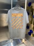 P80 OFF-white/2026春夏新款 洗水磨破320克圆领短袖tee 男女同款宽松版 吊牌 领标 洗水唛 三标齐全 颜色 :洗水黑 洗水白 洗水灰 褐色 尺码 :S M L XL XXL ​