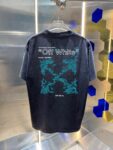 P80 OFF-white/2026春夏新款 洗水磨破320克圆领短袖tee 男女同款宽松版 吊牌 领标 洗水唛 三标齐全 颜色 :洗水黑 洗水白 洗水灰 洗水紫 尺码 :S M L XL XXL