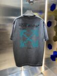 P80 OFF-white/2026春夏新款 洗水磨破320克圆领短袖tee 男女同款宽松版 吊牌 领标 洗水唛 三标齐全 颜色 :洗水黑 洗水白 洗水灰 洗水紫 尺码 :S M L XL XXL