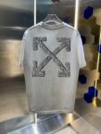 P80 OFF-white/2026春夏新款 洗水磨破320克圆领短袖tee 男女同款宽松版 吊牌 领标 洗水唛 三标齐全 颜色 :洗水黑 洗水白 洗水灰 褐色 尺码 :S M L XL XXL ​