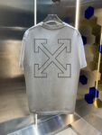 P80 OFF-white/2026春夏新款 洗水磨破320克圆领短袖tee 男女同款宽松版 吊牌 领标 洗水唛 三标齐全 颜色 :洗水黑 洗水白 洗水灰 褐色 尺码 :S M L XL XXL