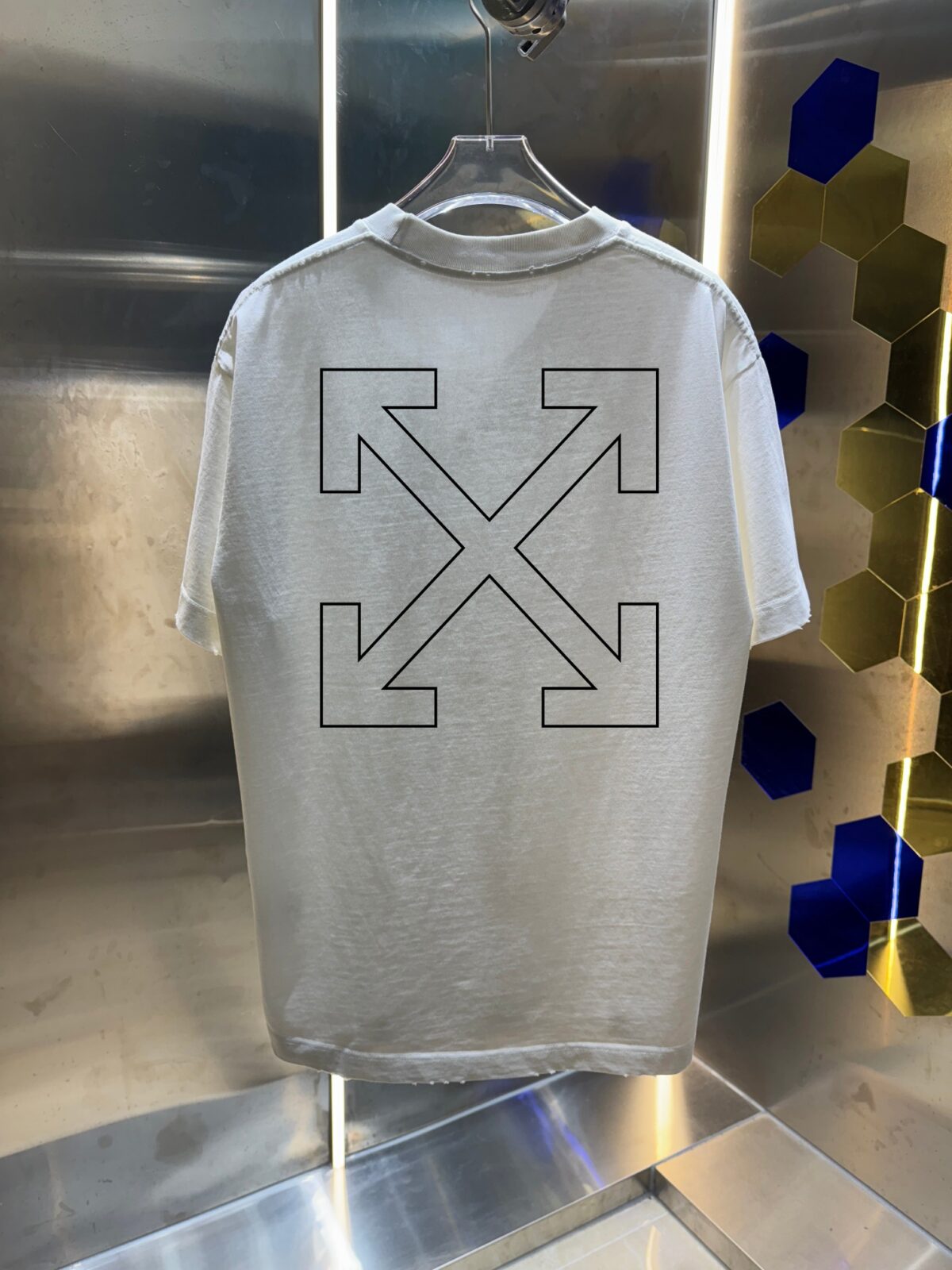 P80 OFF-white/2026春夏新款 洗水磨破320克圆领短袖tee 男女同款宽松版 吊牌 领标 洗水唛 三标齐全 颜色 :洗水黑 洗水白 洗水灰 褐色 尺码 :S M L XL XXL
