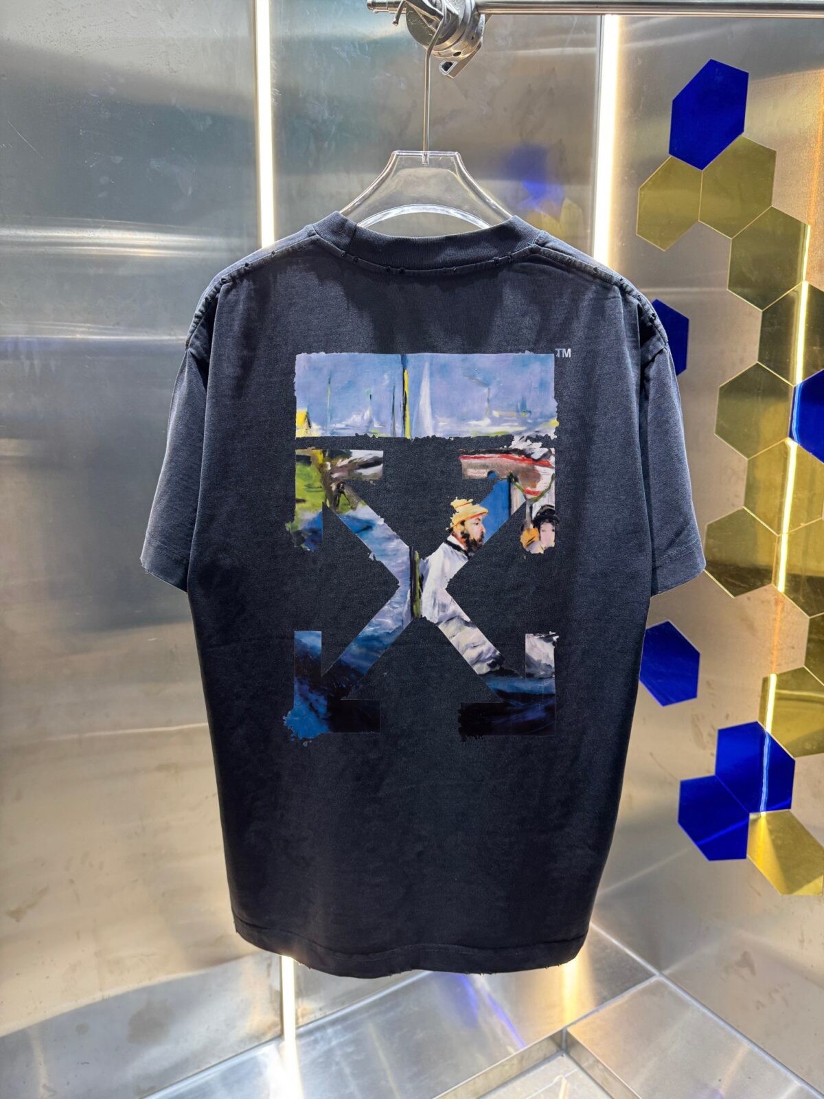 P80 OFF-white/2026春夏新款 洗水磨破320克圆领短袖tee 男女同款宽松版 吊牌 领标 洗水唛 三标齐全 颜色 :洗水黑 洗水白 洗水灰 褐色 尺码 :S M L XL XXL