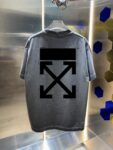 P80 OFF-white/2026春夏新款 洗水磨破320克圆领短袖tee 男女同款宽松版 吊牌 领标 洗水唛 三标齐全 颜色 :洗水黑 洗水白 洗水灰 褐色 尺码 :S M L XL XXL