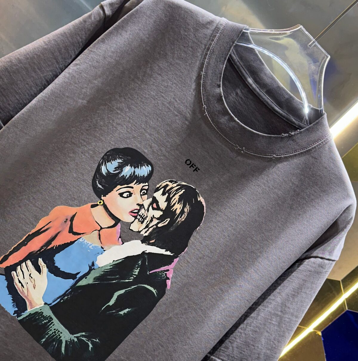 P80 OFF-white/2026春夏新款 洗水磨破320克圆领短袖tee 男女同款宽松版 吊牌 领标 洗水唛 三标齐全 颜色 :洗水黑 洗水白 洗水灰 褐色 尺码 :S M L XL XXL