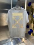 P80 OFF-white/2026春夏新款 洗水磨破320克圆领短袖tee 男女同款宽松版 吊牌 领标 洗水唛 三标齐全 颜色 :洗水黑 洗水白 洗水灰 褐色 尺码 :S M L XL XXL