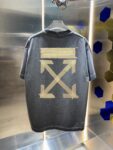 P80 OFF-white/2026春夏新款 洗水磨破320克圆领短袖tee 男女同款宽松版 吊牌 领标 洗水唛 三标齐全 颜色 :洗水黑 洗水白 洗水灰 褐色 尺码 :S M L XL XXL