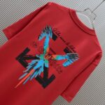 P70 （严控品质 ） 款式：off-white短袖T恤 面料：300克重双纱100%棉 罗纹：320克重索络纳1*1潮牌 工艺：印花 颜色：白 粉 花灰 橙 红 黑 尺码：M—4XL 无性别区分 男女同款