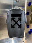 P80 OFF-white/2026春夏新款 洗水磨破320克圆领短袖tee 男女同款宽松版 吊牌 领标 洗水唛 三标齐全 颜色 :洗水黑 洗水白 洗水灰 褐色 尺码 :S M L XL XXL