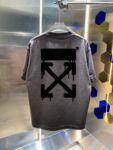 P80 OFF-white/2026春夏新款 洗水磨破320克圆领短袖tee 男女同款宽松版 吊牌 领标 洗水唛 三标齐全 颜色 :洗水黑 洗水白 洗水灰 褐色 尺码 :S M L XL XXL