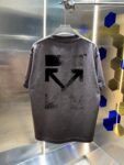 P80 OFF-white/2026春夏新款 洗水磨破320克圆领短袖tee 男女同款宽松版 吊牌 领标 洗水唛 三标齐全 颜色 :洗水黑 洗水白 洗水灰 褐色 尺码 :S M L XL XXL