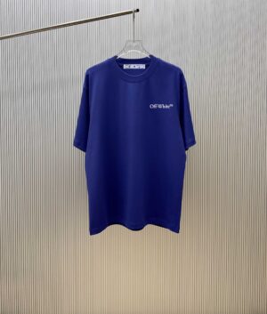 P70 （严控品质 ） 款式：off-white短袖T恤 面料：300克重双纱100%棉 罗纹：320克重索络纳1*1潮牌 工艺：印花 颜色：白 炫酷蓝 黑 尺码：M—4XL 无性别区分 男女同款