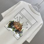 P70 （严控品质 ） 款式：off-white短袖T恤 面料：300克重双纱100%棉 罗纹：320克重索络纳1*1潮牌 工艺：印花 颜色：白 夜蓝 花灰 蓝 黑 尺码：M—4XL 无性别区分 男女同款