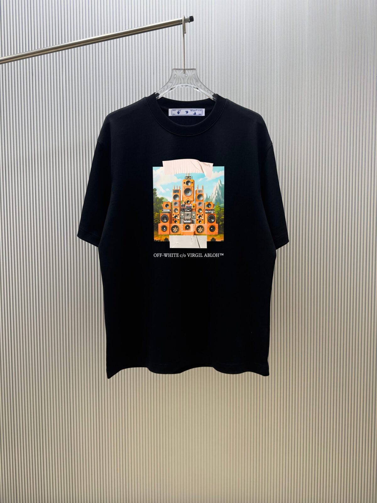 P70 （严控品质 ） 款式：off-white短袖T恤 面料：300克重双纱100%棉 罗纹：320克重索络纳1*1潮牌 工艺：印花 颜色：白 炫酷蓝 花灰 黑 尺码：M—4XL 无性别区分 男女同款