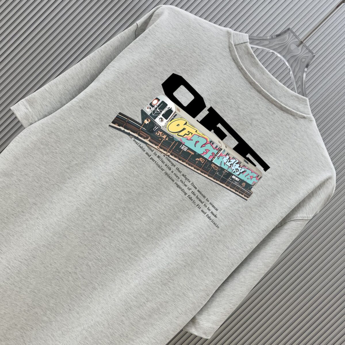 P70 （严控品质 ） 款式：off-white短袖T恤 面料：300克重双纱100%棉 罗纹：320克重索络纳1*1潮牌 工艺：印花 颜色：白 炫酷蓝 花灰 黑 尺码：M—4XL 无性别区分 男女同款