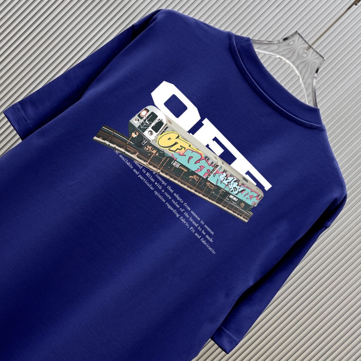 P70 （严控品质 ） 款式：off-white短袖T恤 面料：300克重双纱100%棉 罗纹：320克重索络纳1*1潮牌 工艺：印花 颜色：白 炫酷蓝 花灰 黑 尺码：M—4XL 无性别区分 男女同款