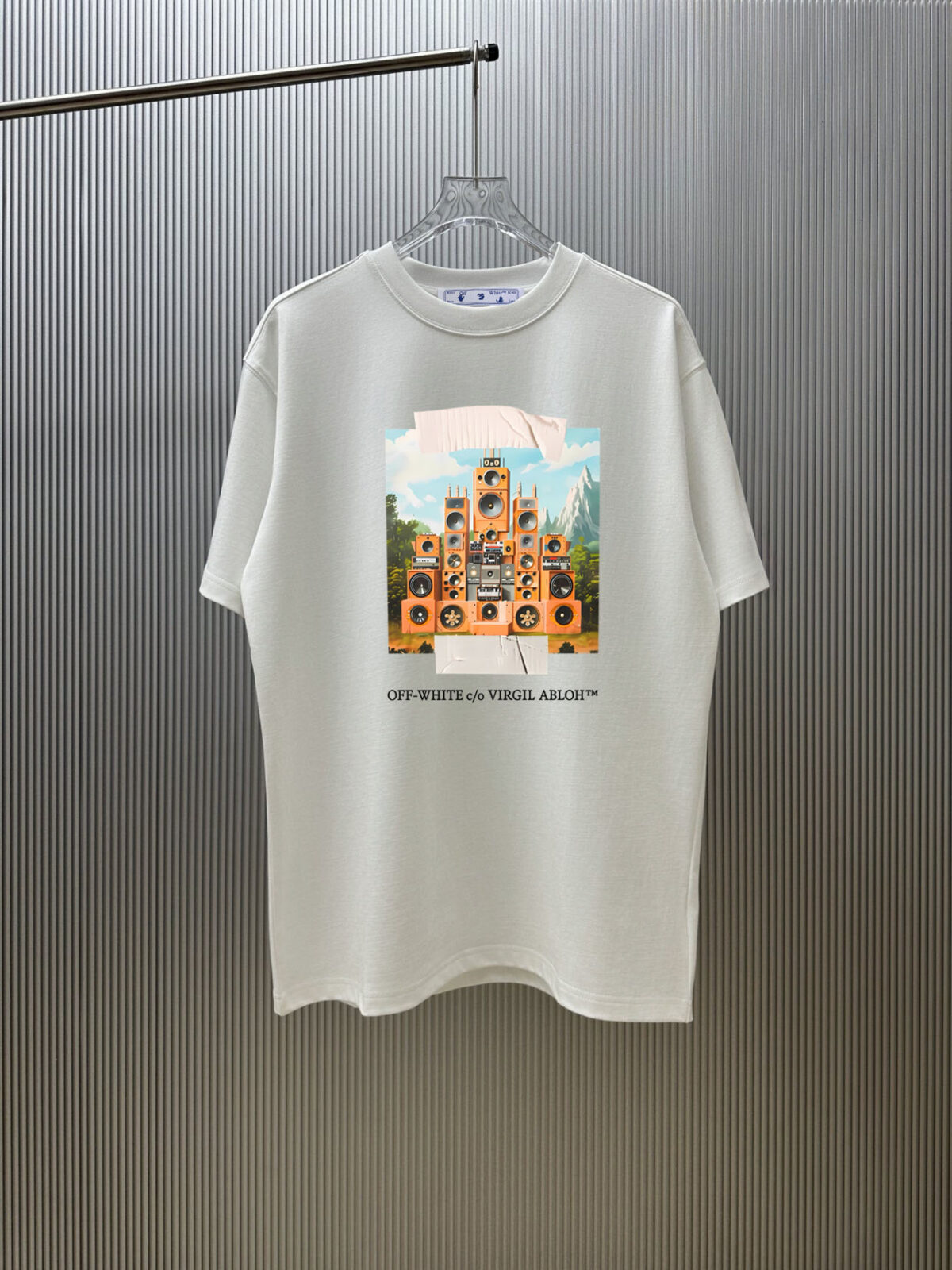 P70 （严控品质 ） 款式：off-white短袖T恤 面料：300克重双纱100%棉 罗纹：320克重索络纳1*1潮牌 工艺：印花 颜色：白 炫酷蓝 花灰 黑 尺码：M—4XL 无性别区分 男女同款