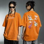 P80 《𝙉𝙚𝙬⚜️off》 2026春夏新款短袖T恤 32支275克双纱棉、做旧洗水炒雪花印花 颜色：橙色 黑色 香芋紫 杏色 码数：S M L XL XXL