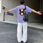 P80 《𝙉𝙚𝙬⚜️off》 2026春夏新款短袖T恤 32支275克双纱棉、做旧洗水炒雪花印花 颜色：咖绿色 灰色 香芋紫 白色 码数：S M L XL XXL