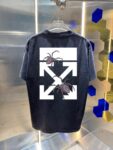 P80 OFF-white/2026春夏新款 洗水磨破320克圆领短袖tee 男女同款宽松版 吊牌 领标 洗水唛 三标齐全 颜色 :洗水黑 洗水白 洗水灰 褐色 尺码 :S M L XL XXL