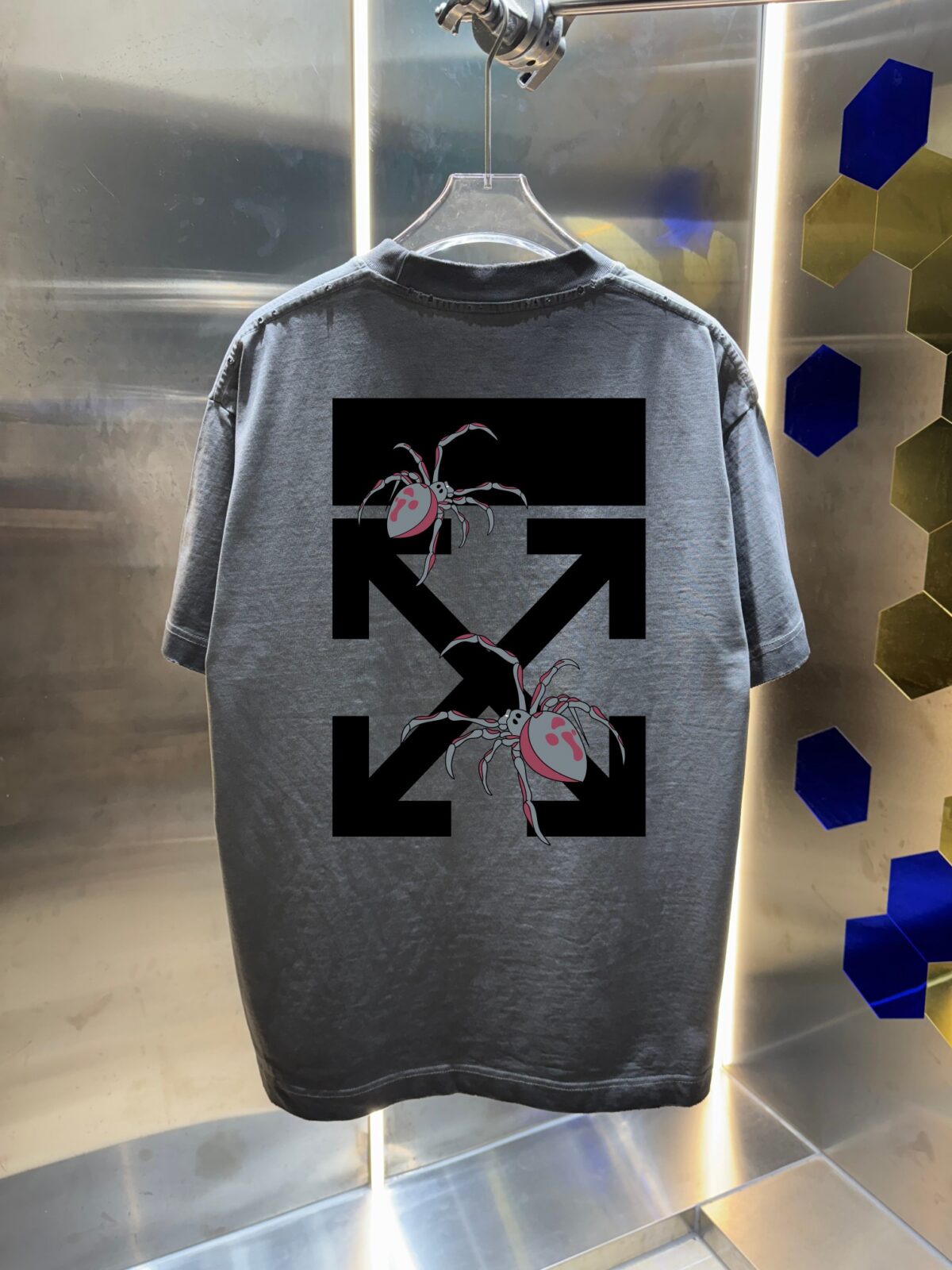 P80 OFF-white/2026春夏新款 洗水磨破320克圆领短袖tee 男女同款宽松版 吊牌 领标 洗水唛 三标齐全 颜色 :洗水黑 洗水白 洗水灰 褐色 尺码 :S M L XL XXL