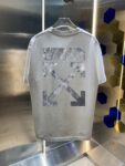 P80 OFF-white/2026春夏新款 洗水磨破320克圆领短袖tee 男女同款宽松版 吊牌 领标 洗水唛 三标齐全 颜色 :洗水黑 洗水白 洗水灰 褐色 尺码 :S M L XL XXL
